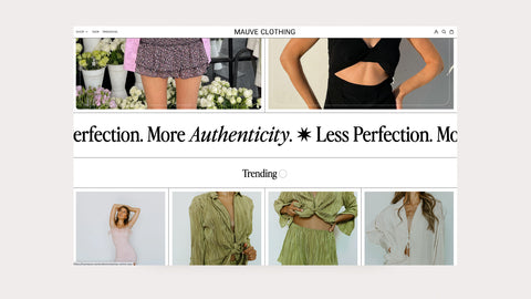 Graphic of online, women's retail clothing store homepage