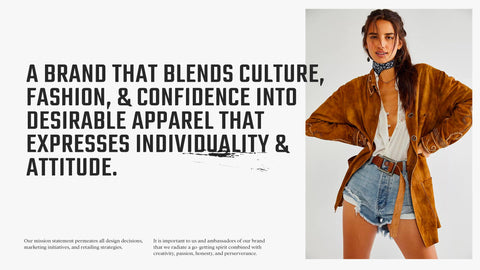 Graphic of a woman in a brown, button up top and blue jean shorts, with black text to the left