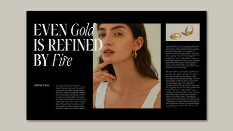 Graphic depicting a woman on centerfold of magazine and gold earrings