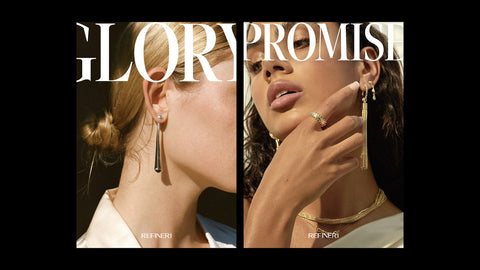 Two women wearing elegant, gold earrings